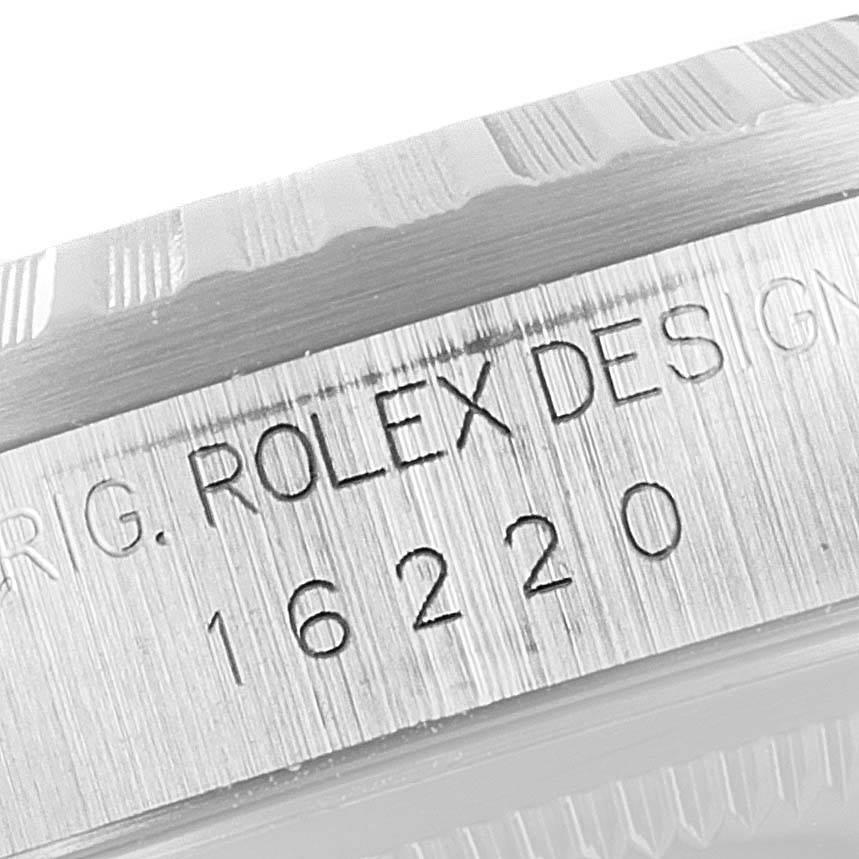 Rolex Datejust Black Dial Oyster Bracelet Steel Mens Watch 16220 For Sale 2