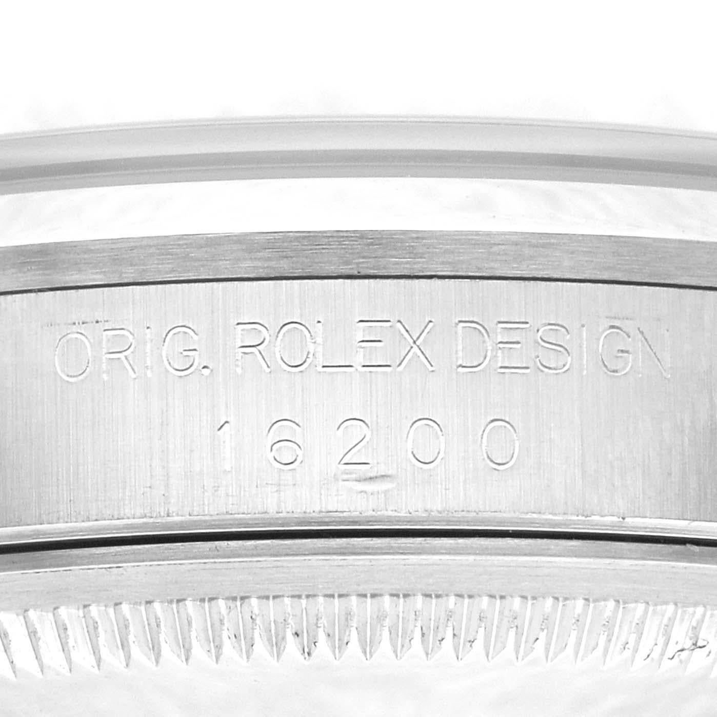 Men's Rolex Datejust 36mm Black Dial Smooth Bezel Steel Mens Watch 16200 Box Papers