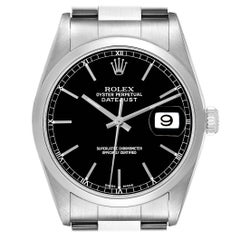 Rolex Datejust 36mm Esfera Negra Bisel Liso Acero Reloj Caballero 16200 Caja Papeles