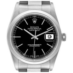 Rolex Datejust 36mm Esfera Negra Bisel Liso Acero Reloj Caballero 16200 Caja Papeles