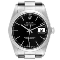 Rolex Datejust 36mm Esfera Negra Bisel Liso Acero Reloj Caballero 16200 Caja Papeles