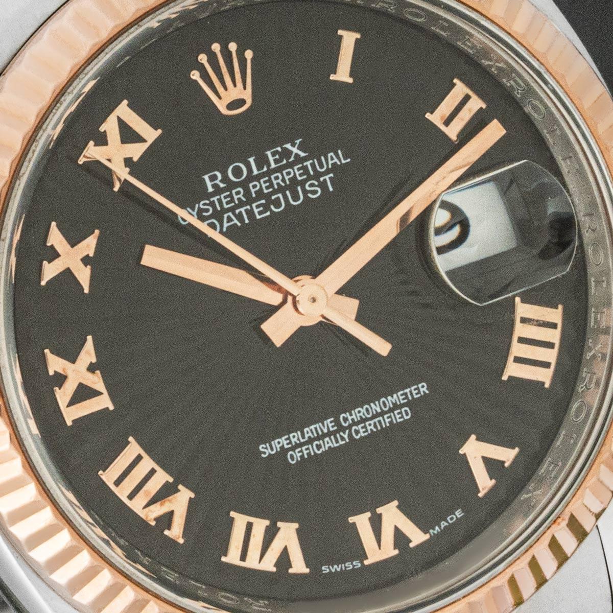 Rolex Datejust 36mm Black Sunbeam Dial 116231 In Good Condition For Sale In London, GB
