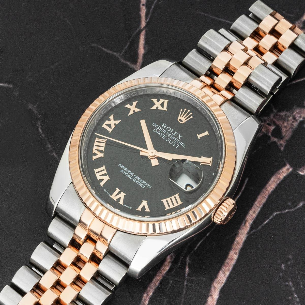 Rolex Datejust 36mm Black Sunbeam Dial 116231 For Sale 3