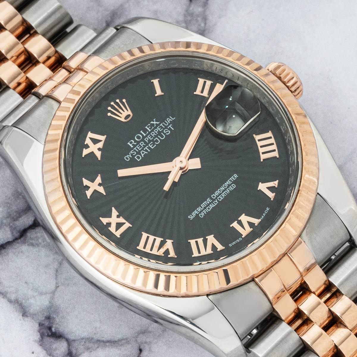 Rolex Datejust 36mm Black Sunbeam Dial 116231 For Sale 5