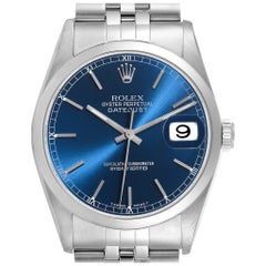 Rolex Datejust 36mm Esfera Azul Bisel Liso Acero Reloj Caballero 16200 Caja Papeles