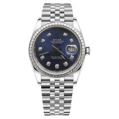 Rolex Datejust 36mm Blaues Diamant-Zifferblatt 1,75 Karat Diamant-Lünette jubilee Uhr 16200