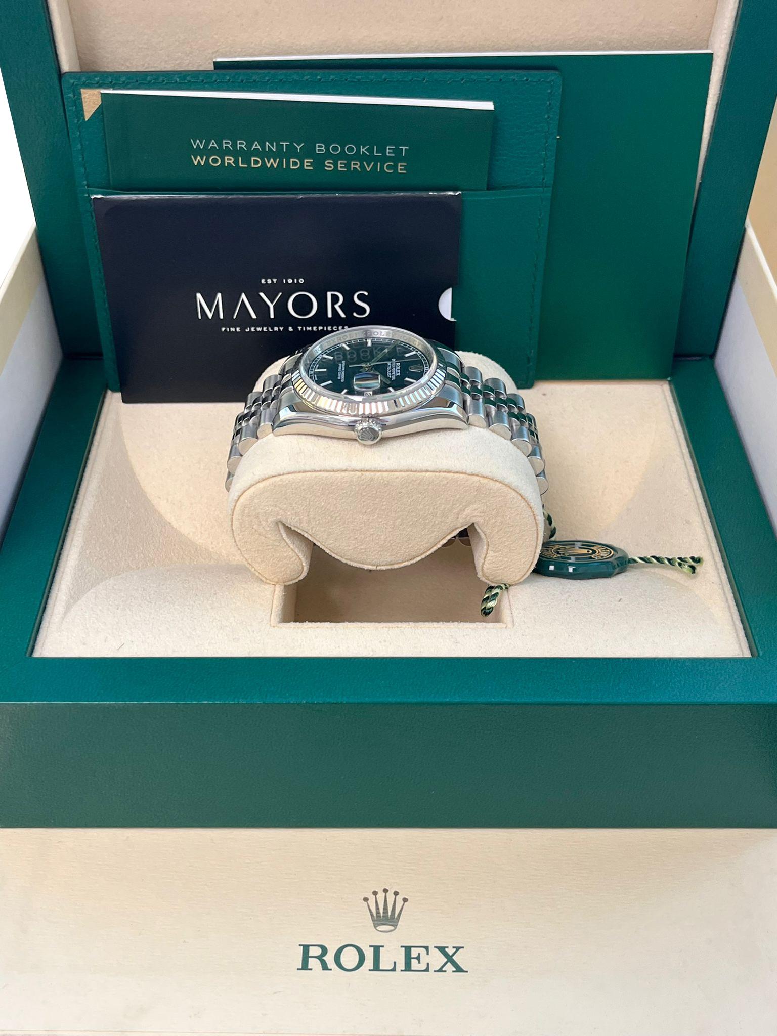 Reloj de caballero Rolex Datejust 36 mm Esfera índice azul Acero Oro blanco Jubilee 116234 en venta 5