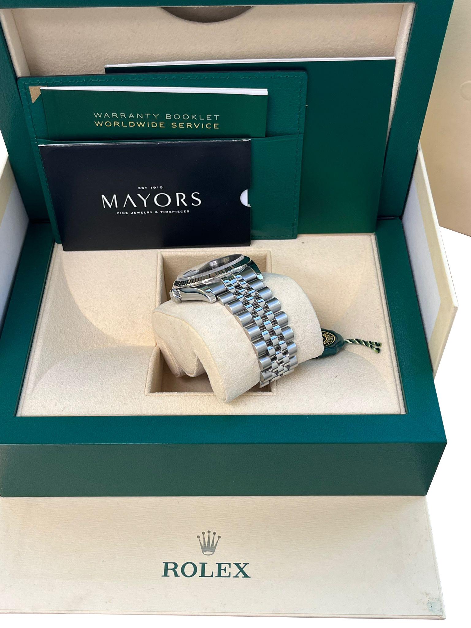 Reloj de caballero Rolex Datejust 36 mm Esfera índice azul Acero Oro blanco Jubilee 116234 en venta 6