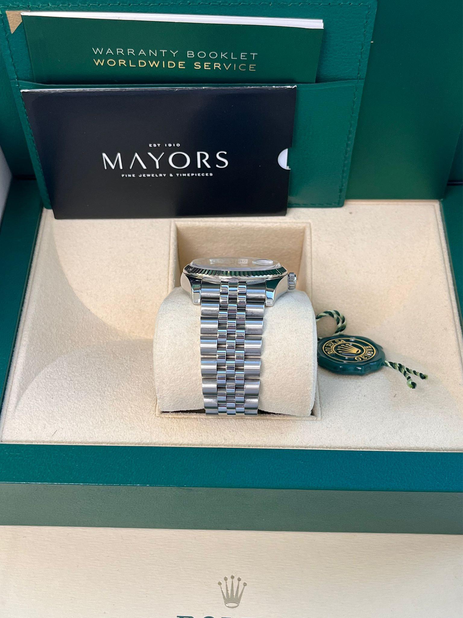 Reloj de caballero Rolex Datejust 36 mm Esfera índice azul Acero Oro blanco Jubilee 116234 en venta 7