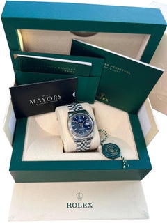 Rolex Datejust 36mm Blue Index Dial Steel White Gold Jubilee Men's Watch 116234
