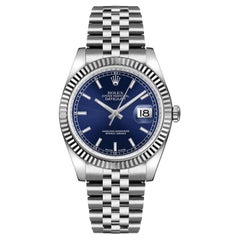 Rolex Montre Datejust 36 mm avec cadran bleu en acier et or blanc Jubilee pour hommes 116234