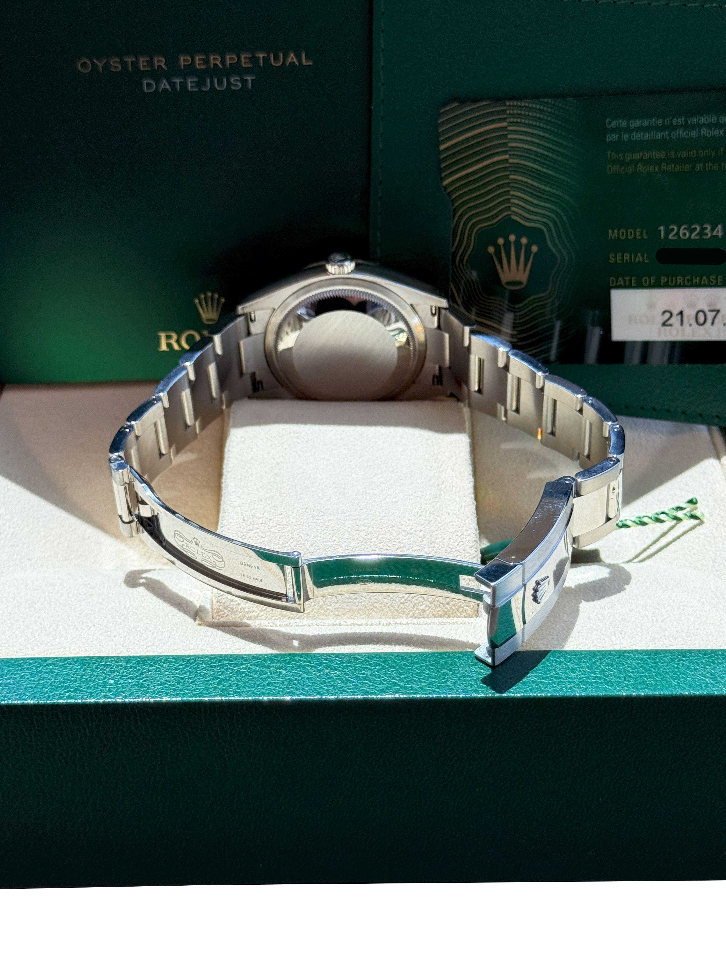 Rolex Datejust 36mm Blue Index Dial White Gold OysterSteel Bracelet Watch 126234 For Sale 15