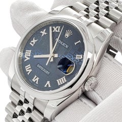 Rolex Datejust 36mm Blue Jubilee Roman Dial Steel Watch 116200 Box Papers