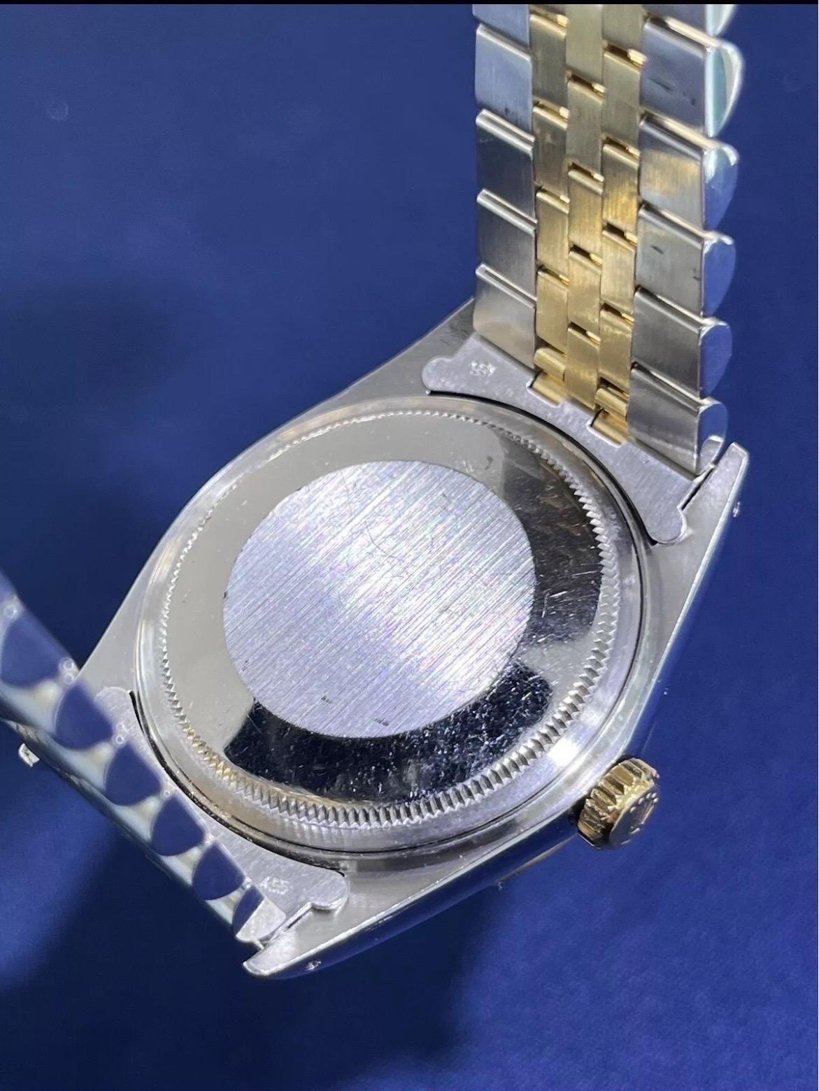Rolex DateJust 36mm Champagne Dial 18K Gold Stainless Steel Jubilee Watch 16013 For Sale 6