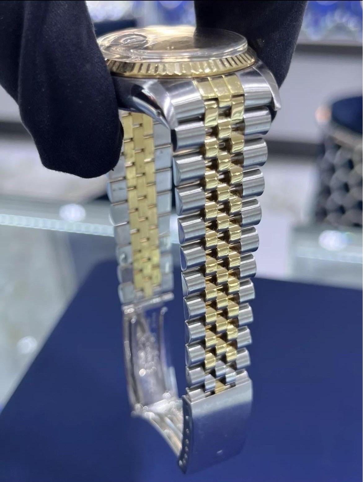 Rolex DateJust 36mm Champagne Dial 18K Gold Stainless Steel Jubilee Watch 16013 For Sale 8