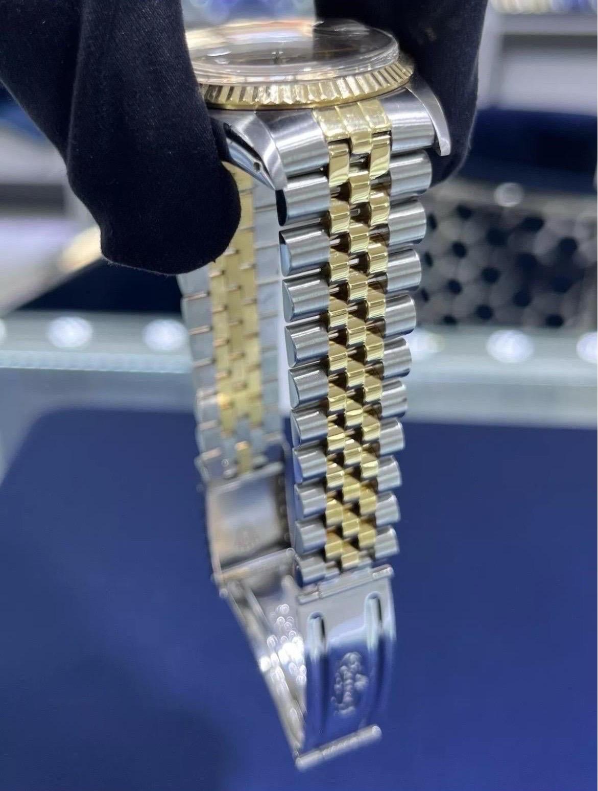 Rolex DateJust 36mm Champagne Dial 18K Gold Stainless Steel Jubilee Watch 16013 For Sale 9