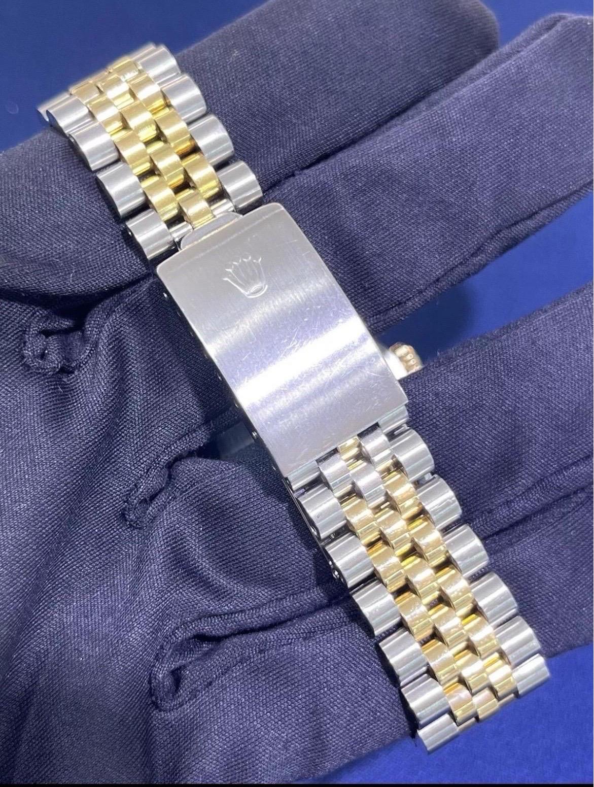 Rolex DateJust 36mm Champagne Dial 18K Gold Stainless Steel Jubilee Watch 16013 In Good Condition For Sale In Boca Raton, FL