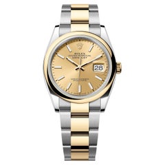Rolex Datejust 36mm Champagne Dial Two-Tone Yellow Gold Oystersteel Watch 126203