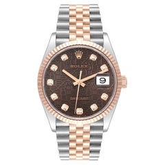Rolex Datejust 36mm Chocolate Anniversary Steel Rose Gold Diamond Watch 126231 Rolex Datejust 36mm Chocolate Anniversary Steel Rose Gold Diamond Watch 126231