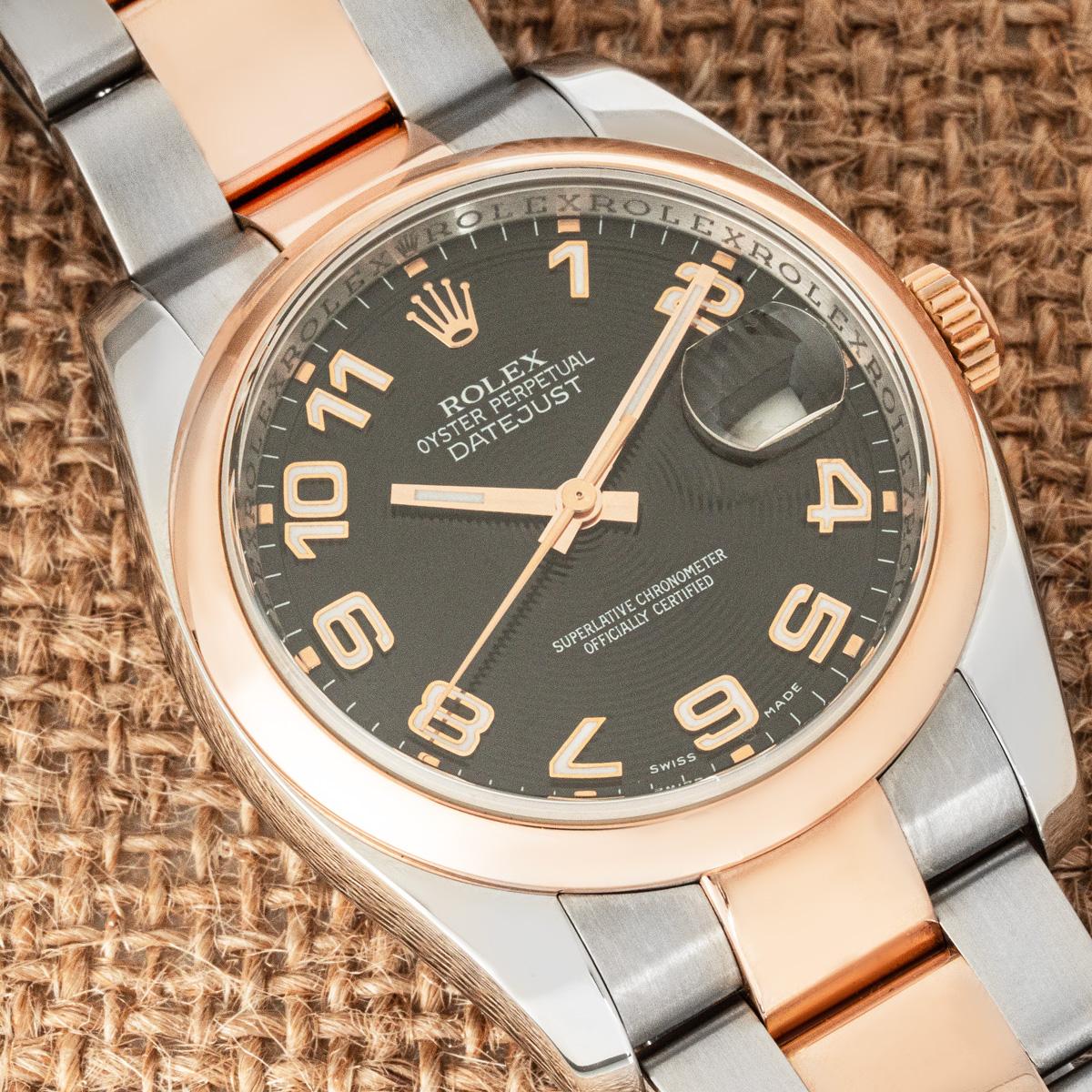 Rolex Datejust 36mm Esfera Concéntrica Ruleta Fecha Rueda 116201 en Excelente estado para la venta en Mayfair, London, London