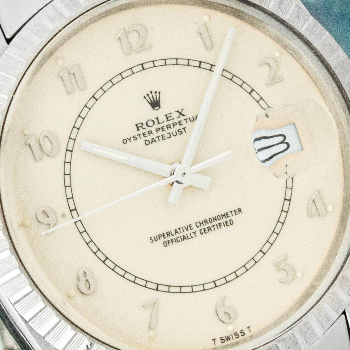 Rolex Datejust 36mm Cream Boiler Gauge Dial 16030 In Good Condition For Sale In London, GB