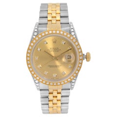 Rolex Datejust Custom Diamonds Champagne Dial Mens Automatic Watch 16013