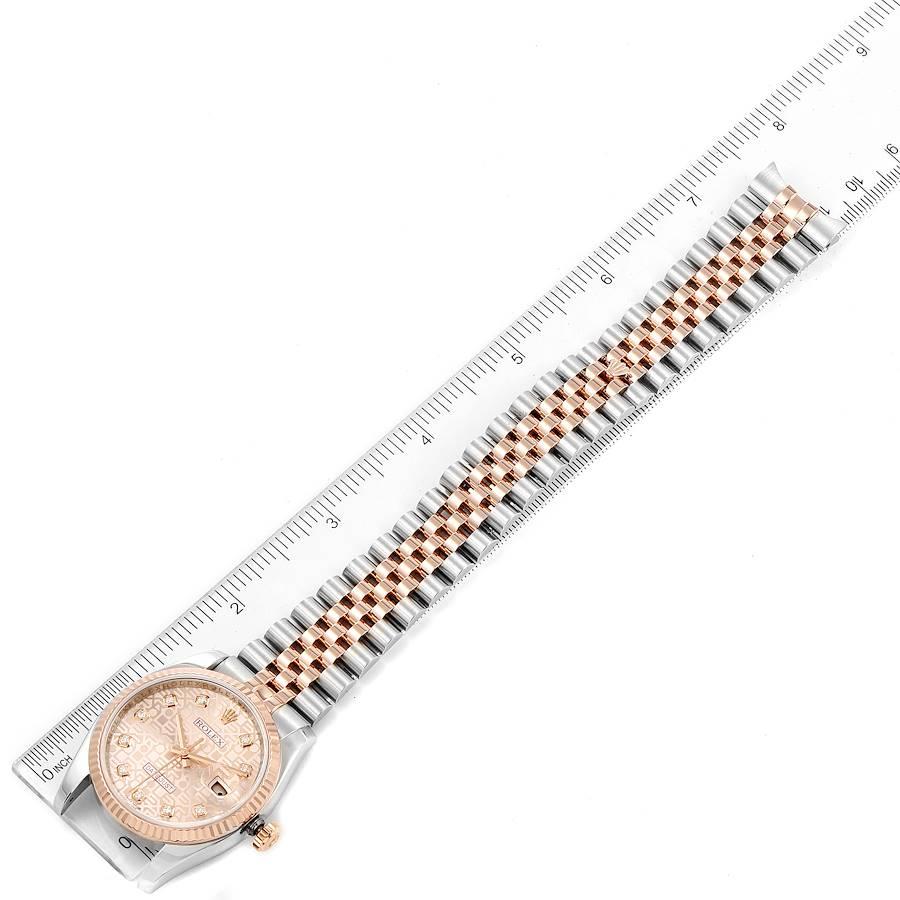 Rolex Datejust Dial Steel Rose Gold Diamond Unisex Watch 116231 Box Card For Sale 6
