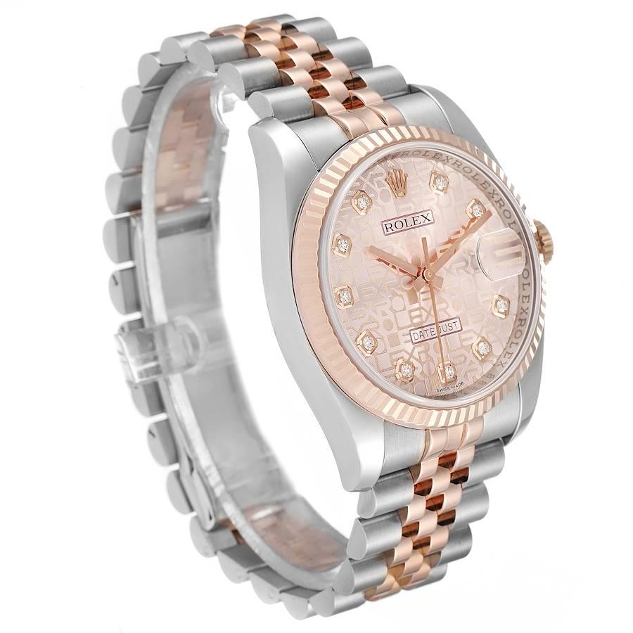 Rolex Datejust Dial Steel Rose Gold Diamond Unisex Watch 116231 Box Card In Excellent Condition For Sale In Atlanta, GA
