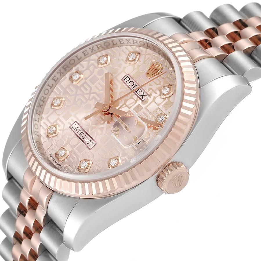 Rolex Datejust Dial Steel Rose Gold Diamond Unisex Watch 116231 Box Card For Sale 1