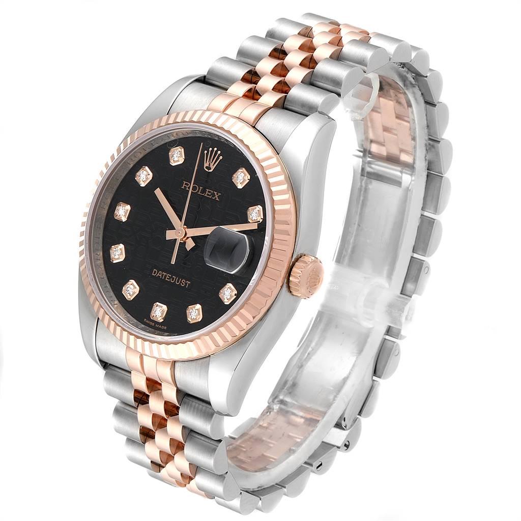 Rolex Datejust Dial Steel Rose Gold Diamond Unisex Watch 116231 In Excellent Condition For Sale In Atlanta, GA