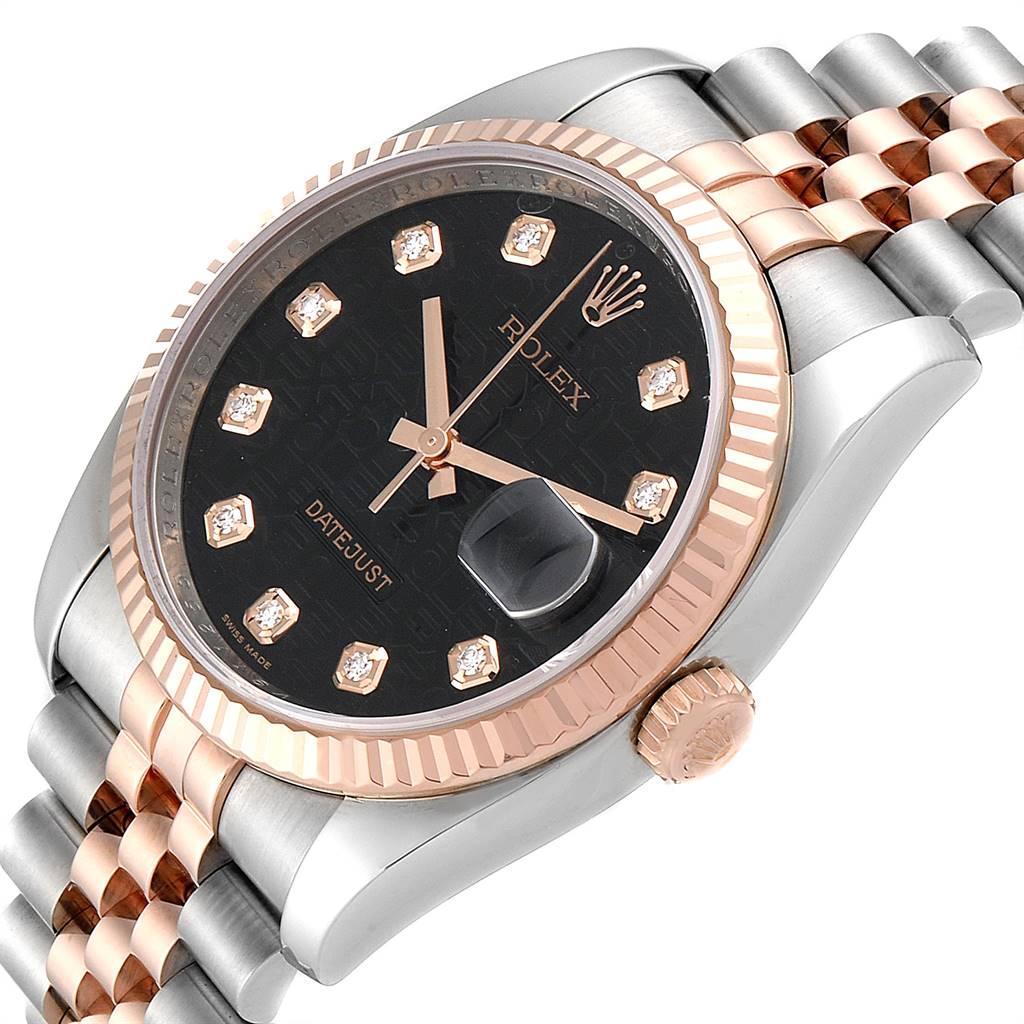 Rolex Datejust Dial Steel Rose Gold Diamond Unisex Watch 116231 For Sale 1