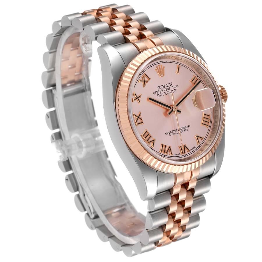 Rolex Datejust 36mm Zifferblatt Stahl Roségold Rose Zifferblatt Unisex-Uhr 116231 im Zustand „Hervorragend“ im Angebot in Atlanta, GA