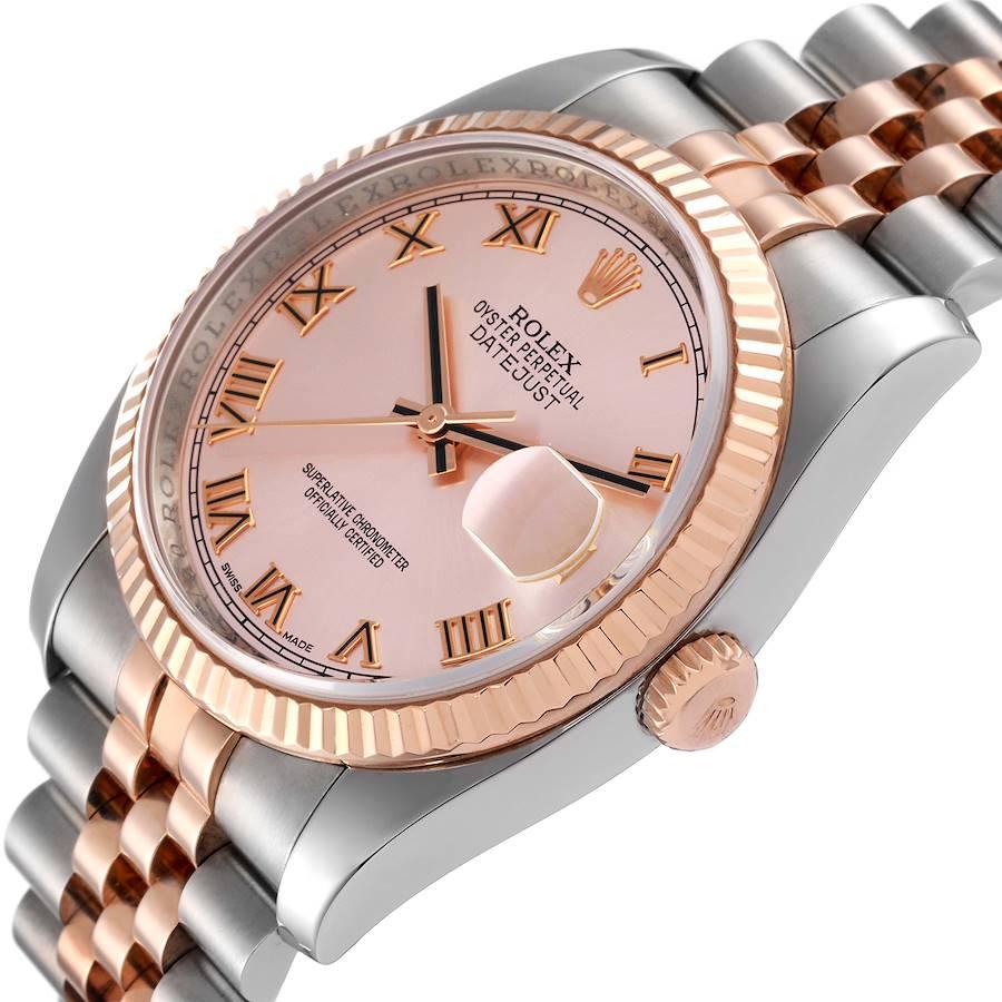 Rolex Datejust 36mm Zifferblatt Stahl Roségold Rose Zifferblatt Unisex-Uhr 116231 im Angebot 2
