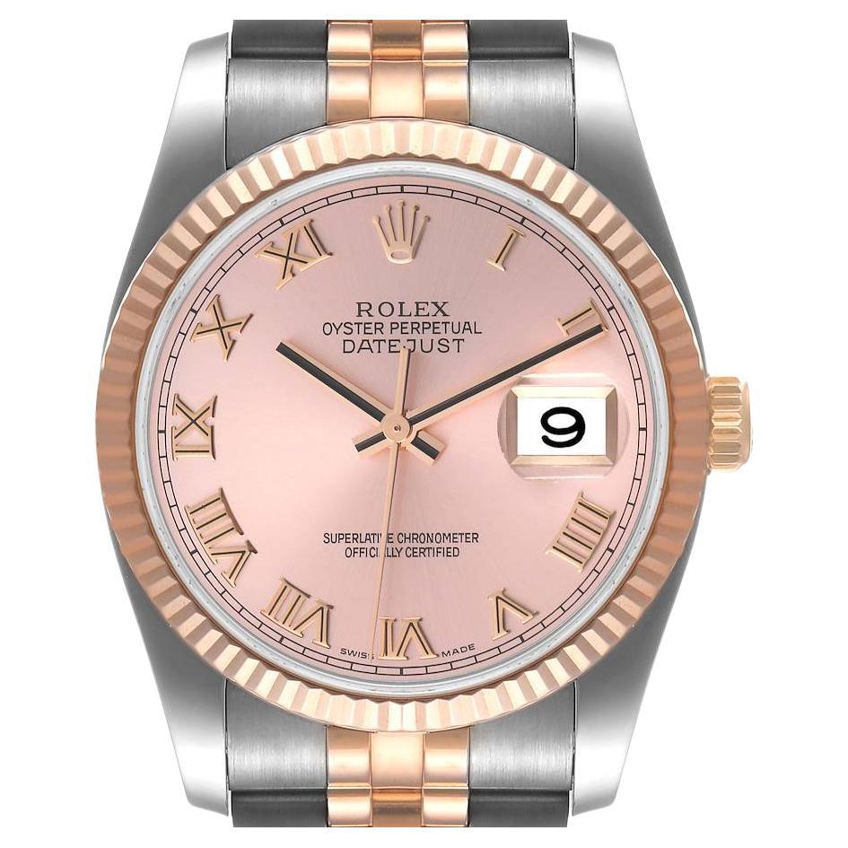 Rolex Datejust 36mm Dial Steel Rose Gold Rose Dial Unisex Watch 116231 en vente