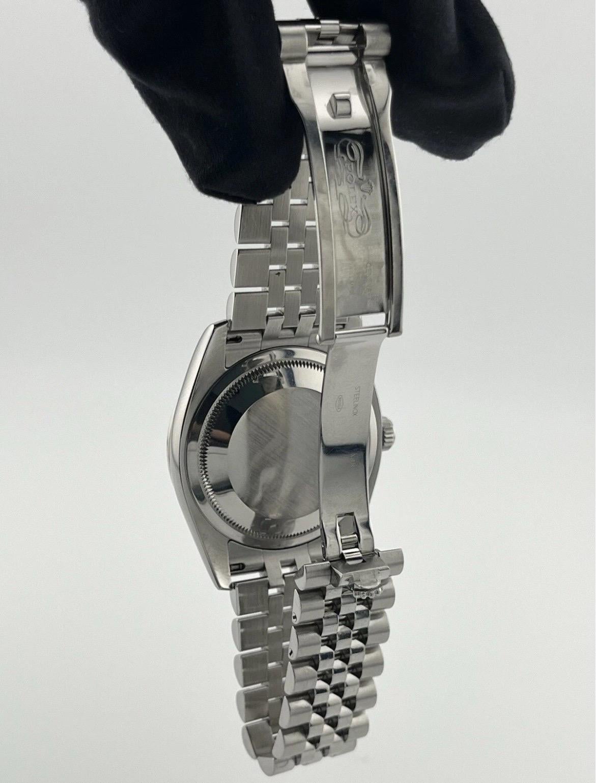 Rolex Datejust 36mm Diamond Bezel Concentric Silver Blue Dial Stainless Steel For Sale 5