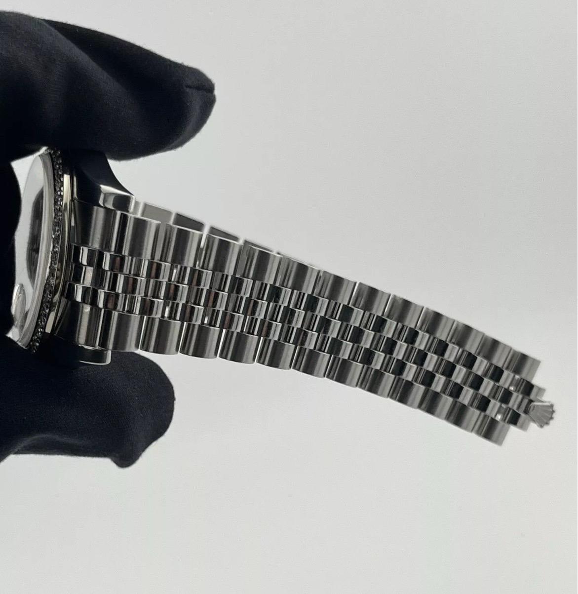 Rolex Datejust 36mm Diamond Bezel Concentric Silver Blue Dial Stainless Steel For Sale 10