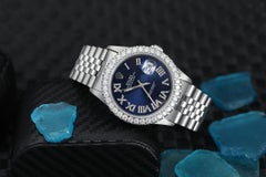 Rolex Datejust Diamond Bezel Navy Blue Diamond Roman Dial Jubilee Bracelet