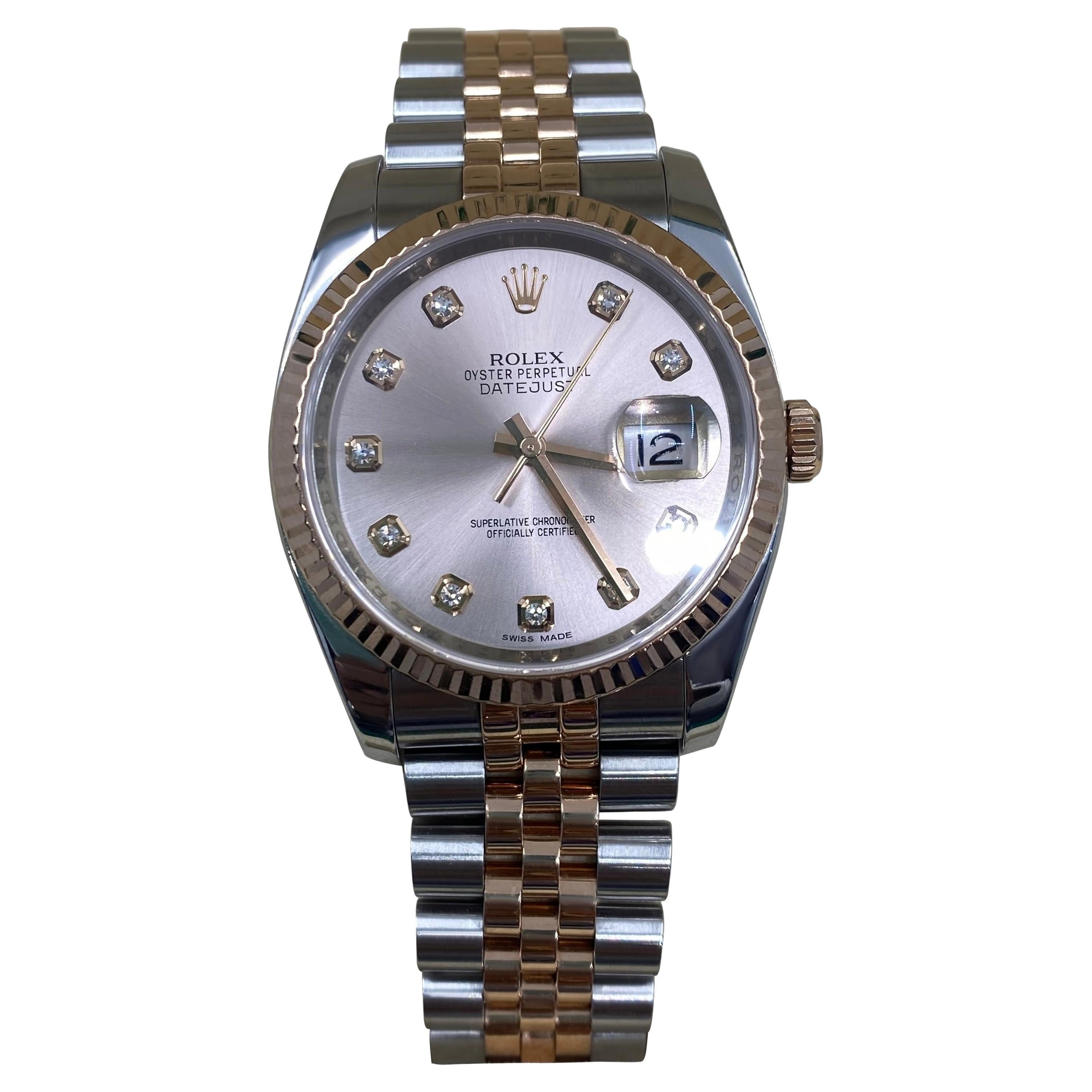 Rolex Datejust 36 Diamond Jubilee Dial Steel and Rose Gold 116231 Wristwatch at 1stDibs what