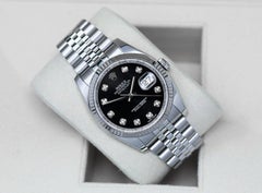 Rolex Datejust Factory Black Diamond Dial Jubilee Bracelet Stainless Steel