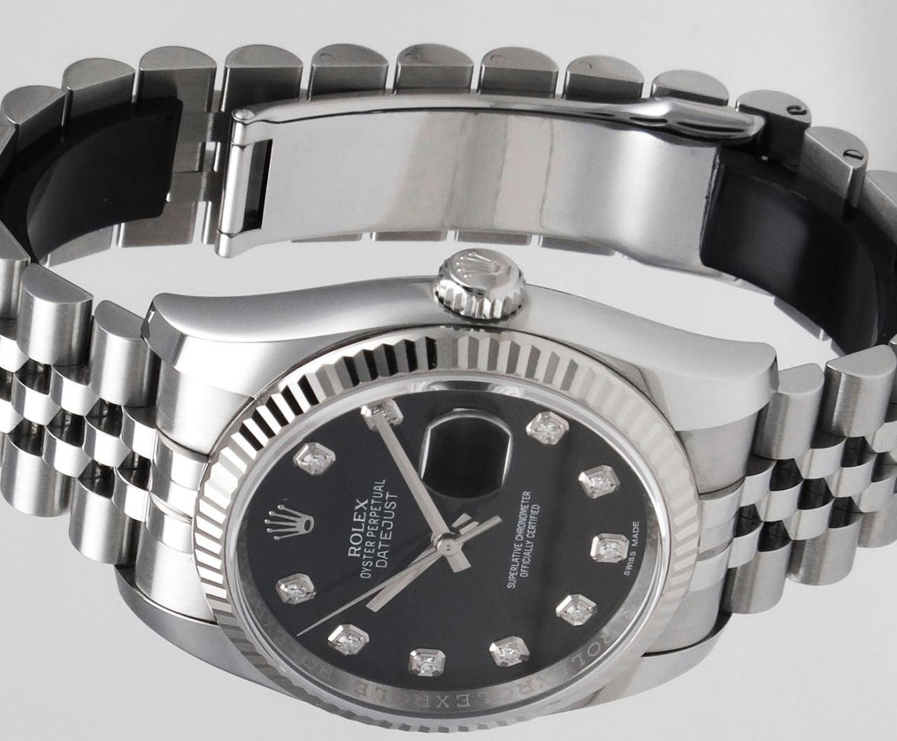 Rolex Datejust Factory Cadran diamant noir Bracelet jubilé Acier inoxydable Unisexe en vente