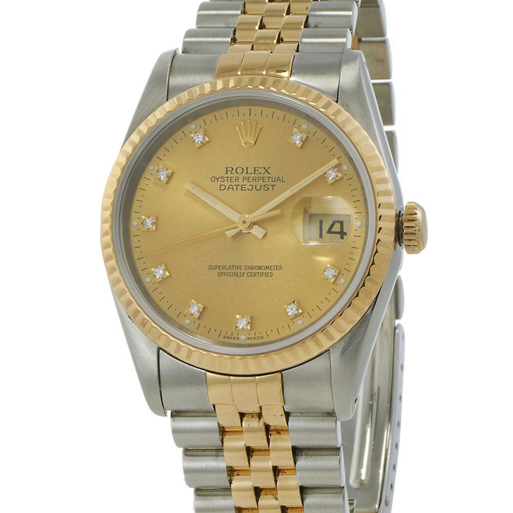 Round Cut Rolex Datejust 36MM Factory Diamond Dial Ref. 16233