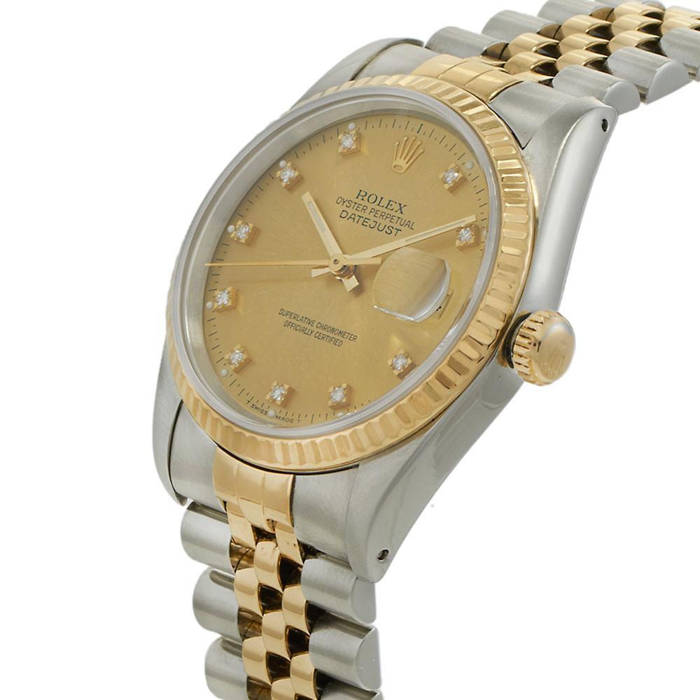 Rolex Datejust 36MM Factory Diamond Dial Ref. 16233 In Good Condition In New York, NY