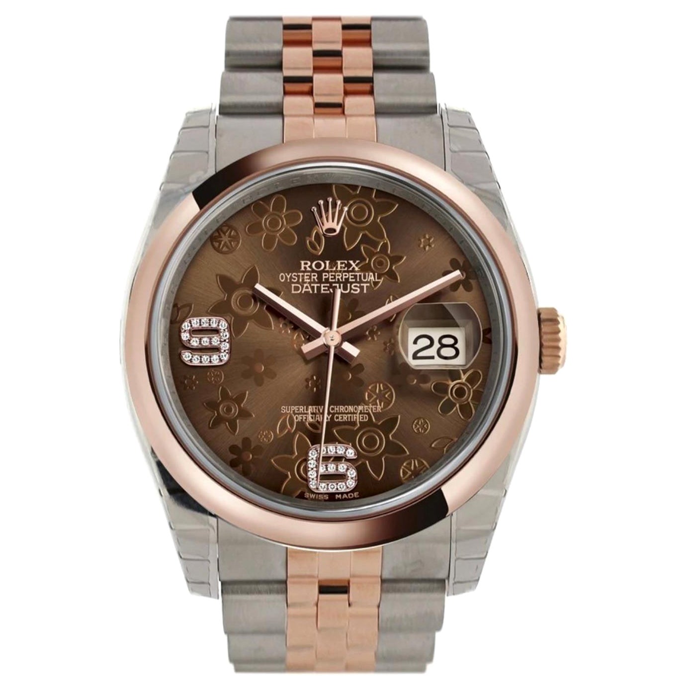 Rolex Datejust 36mm Floral Dial Dial Two Tone Jubilee