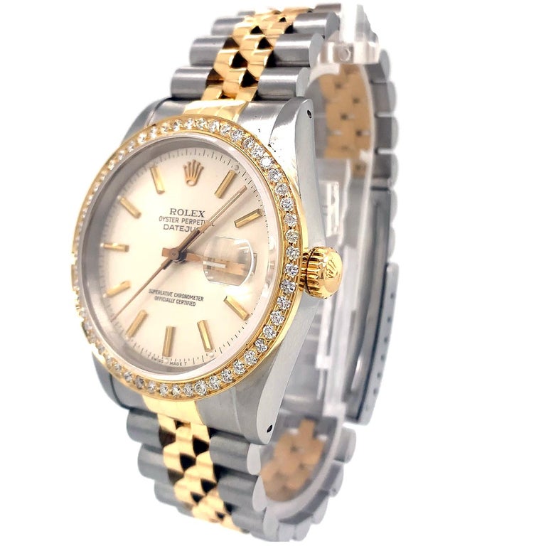 Modernist Rolex Datejust Gold & Steel Automatic Men's Oyster Perpetual Watch 16233 For Sale