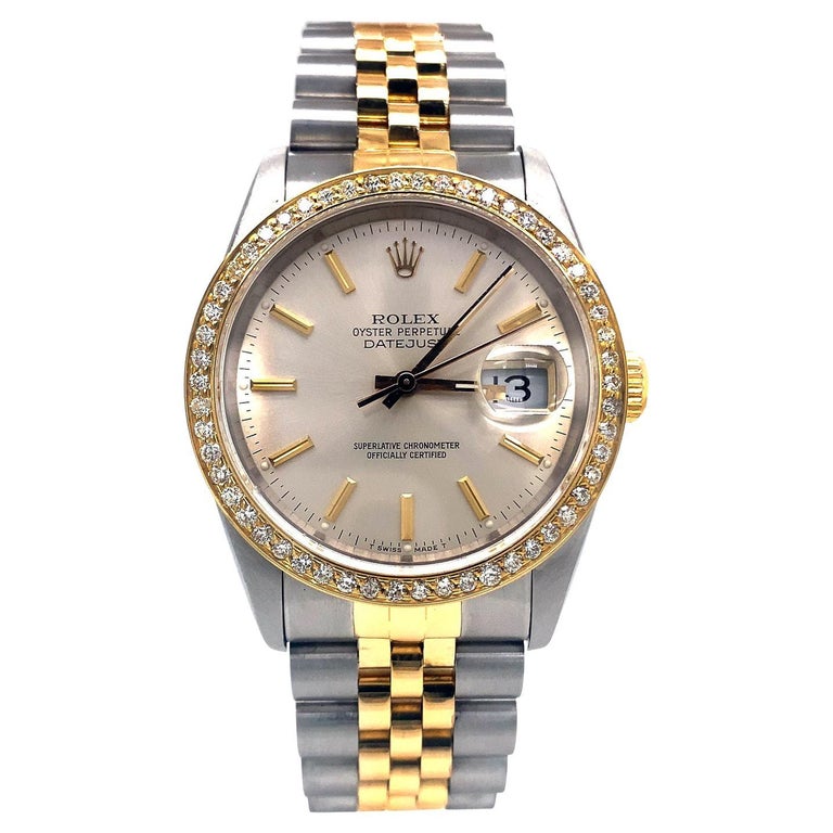 Rolex Datejust Gold & Steel Automatic Men's Oyster Perpetual Watch 16233 For Sale