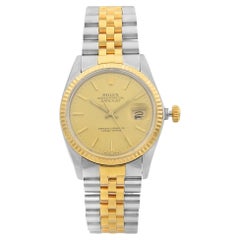 Rolex Datejust 36mm Gold Steel Champagne Dial Automatic Mens Watch 16013