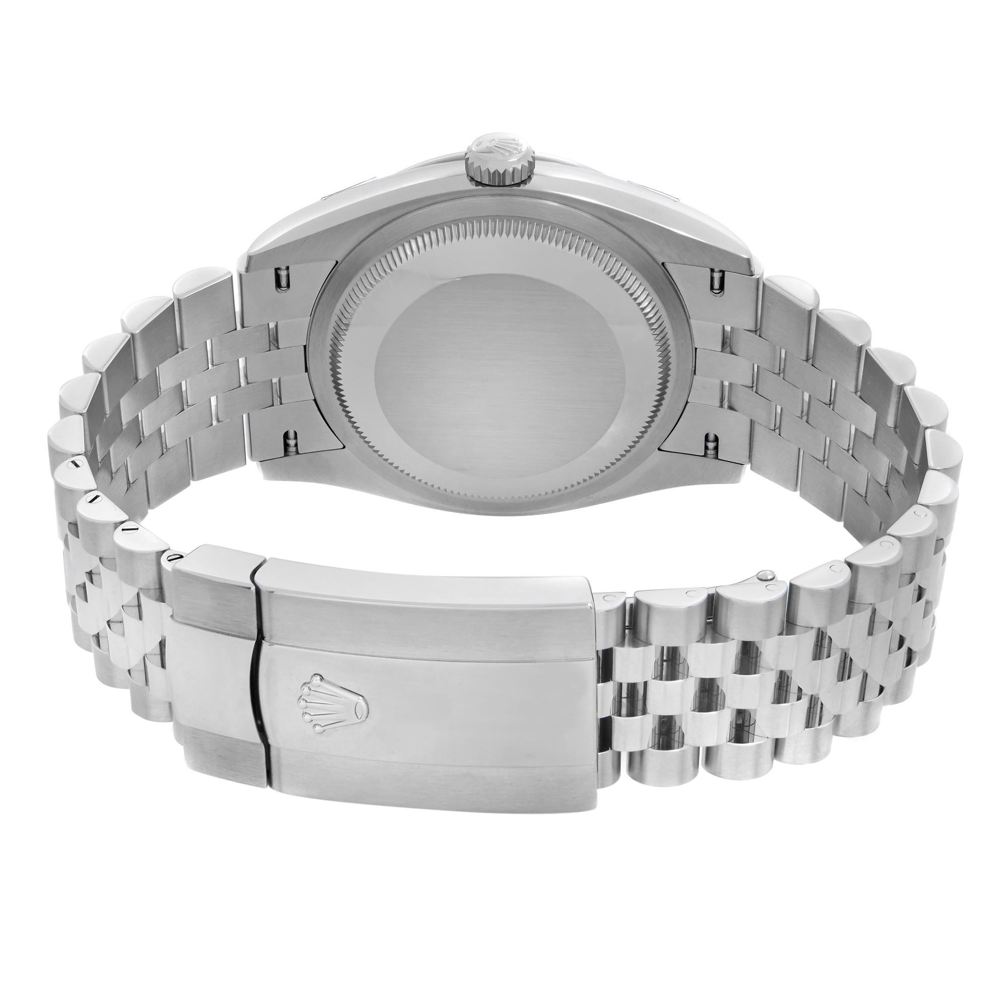 Women's or Men's NEW Rolex Datejust 36mm Gold Steel Jubilee Green Palm Motif Dial Watch 126234 For Sale