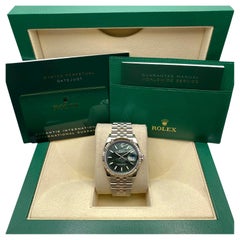 Rolex Datejust 36mm 126234 Gold Steel Jubilee Green Palm Motif Dial Watch B&P