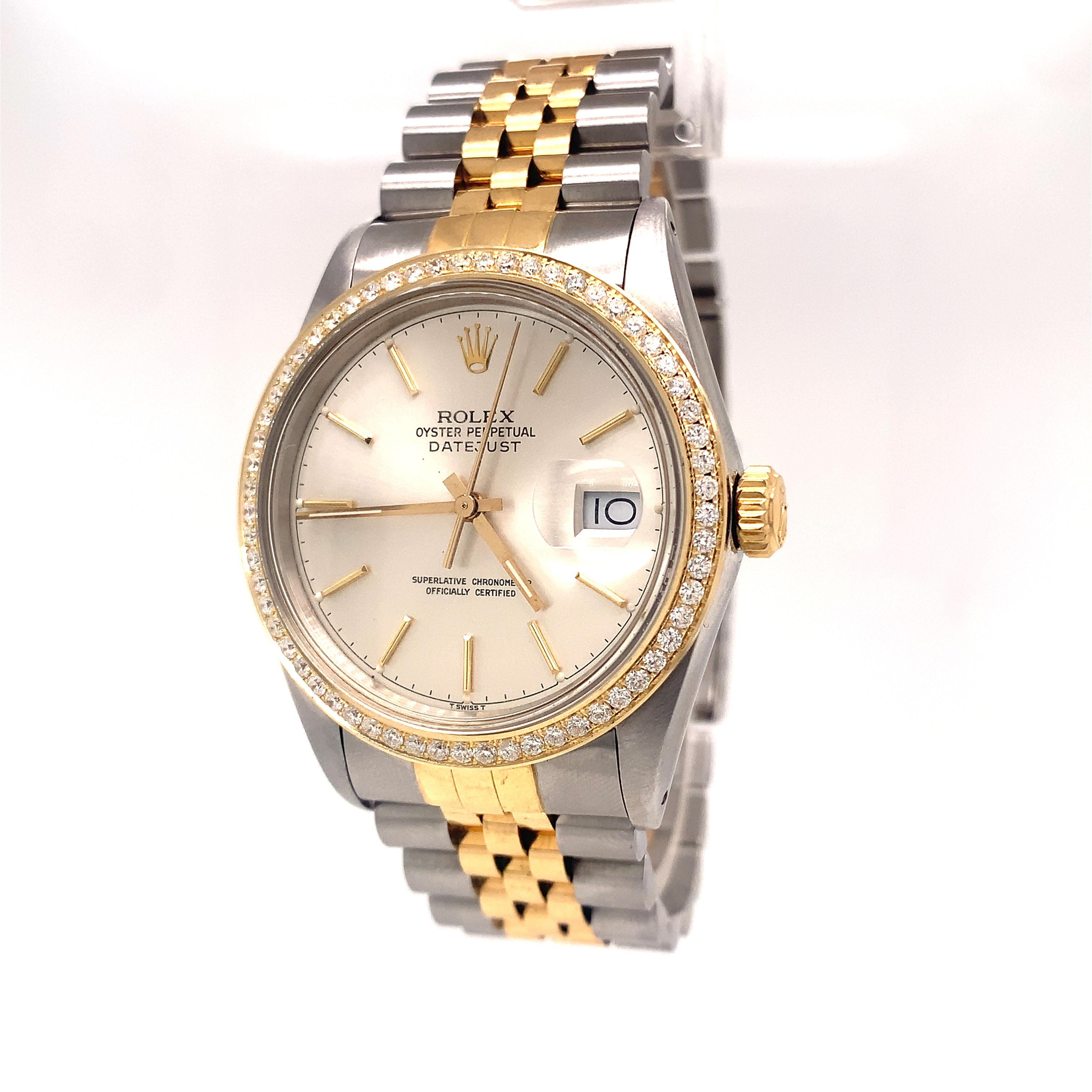 Rolex Datejust Gold/Steel Jubilee with Diamond Bezel 16013 For Sale at ...