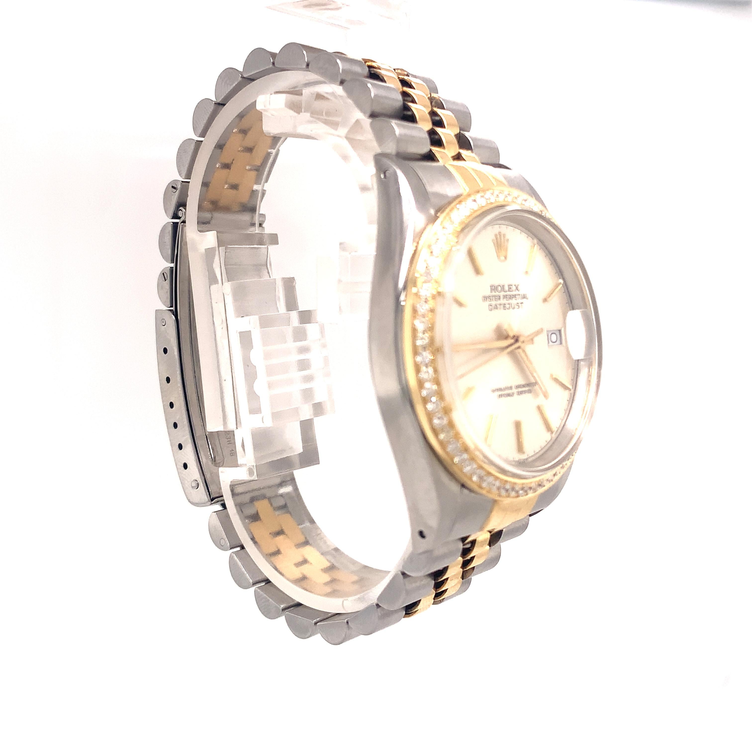 Women's or Men's Rolex Datejust Gold/Steel Jubilee with Diamond Bezel 16013 For Sale